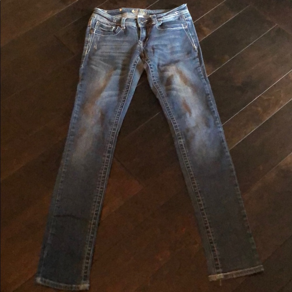 Red rivet skinny jeans size 3